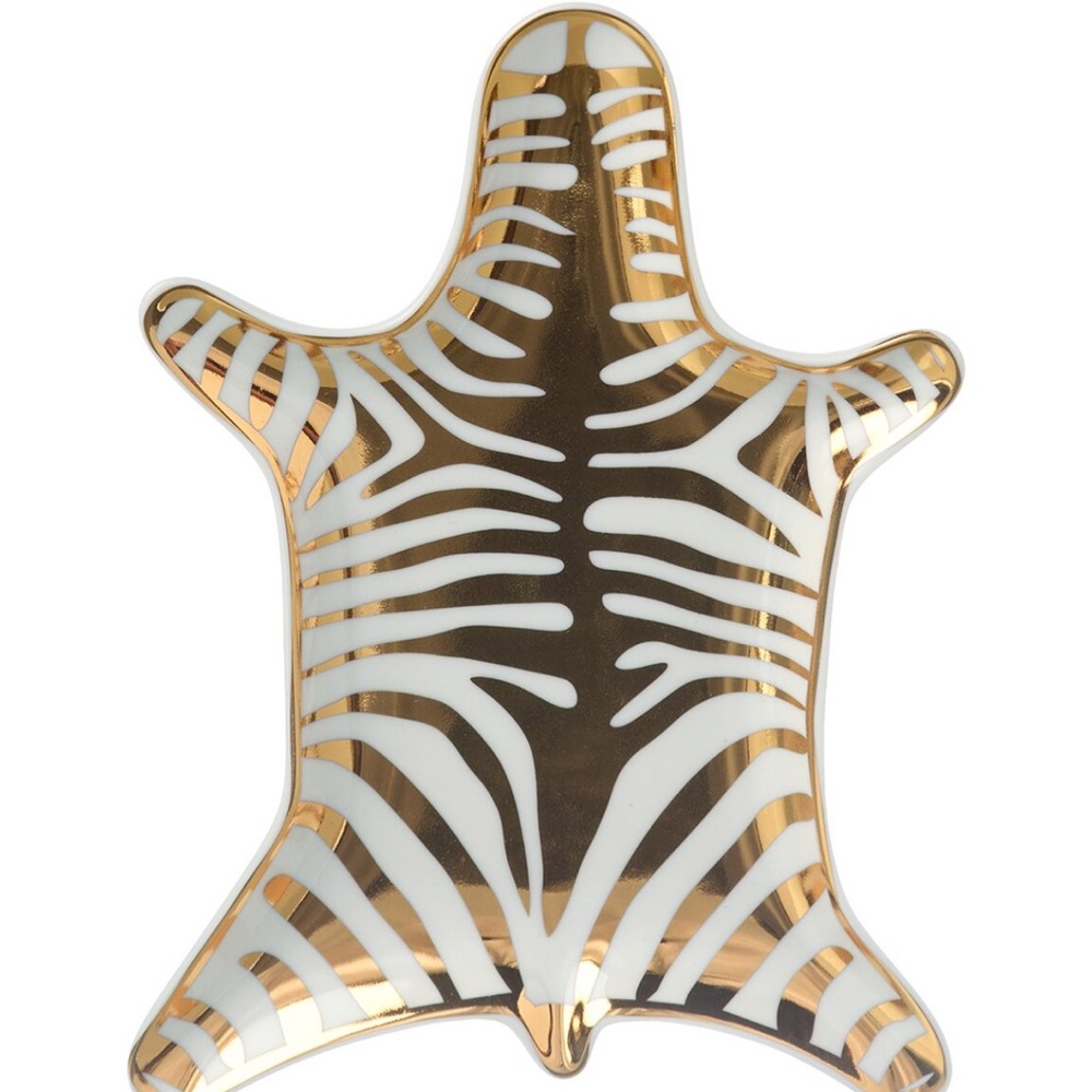 Jonathan Adler Gold and White Zebra Dish